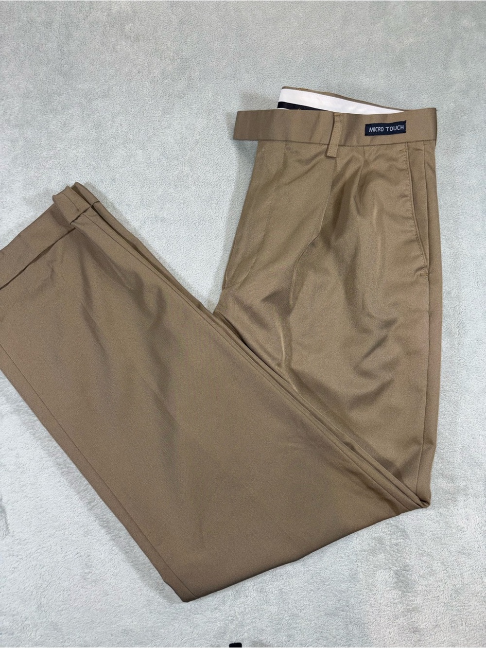 Michael Brandon Micro Touch Pleated Tan Dress Pants 36x32
